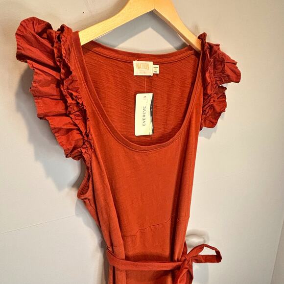 Nation Ltd NWT Everly Frilly Midi Dress in Cayene - size XL - Picture 4 of 8